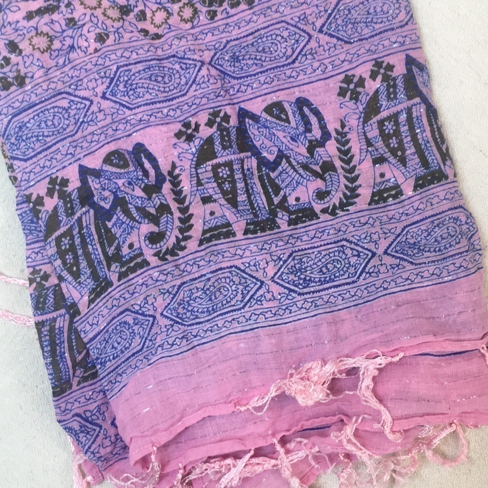 34” square Scarf boho elephant pattern